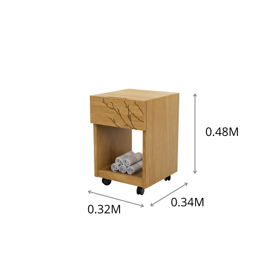 CARRITO AUXILIAR PEDICURE CON CJN CORAL 0.32X0.48X0.34M