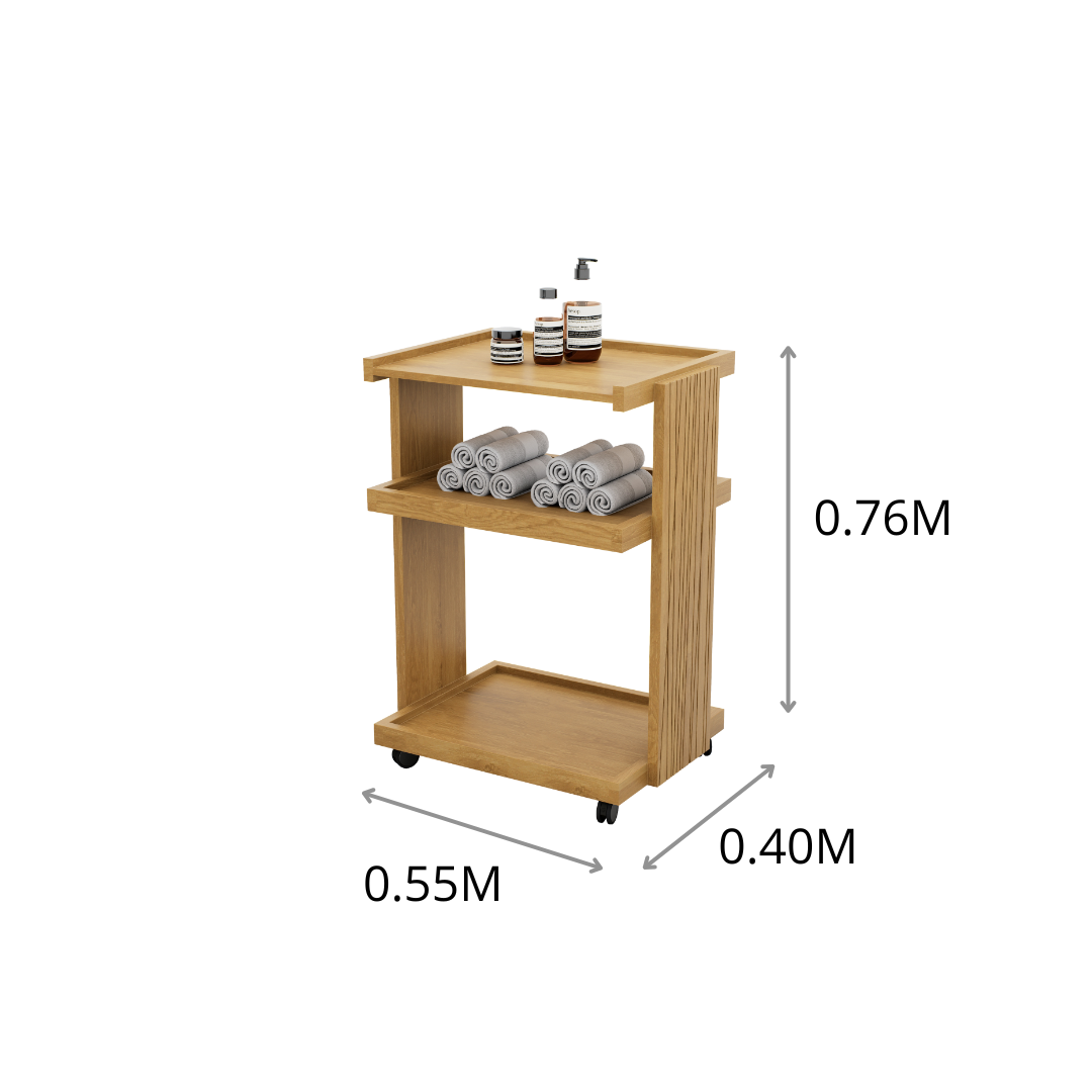 CARRITO AUXILIAR TERAPEUTA 3 NIVELES PALMA 0.55X0.76X0.40M