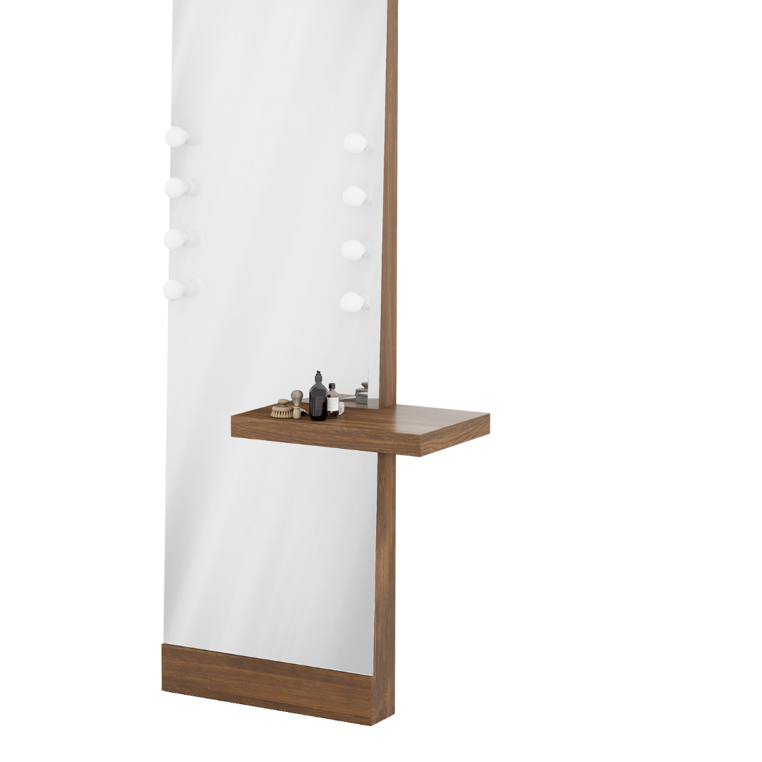 ESPEJO DE PIE C_FOCOS C_REPISA 60X210X12cm 0.60X2.10X0.12M