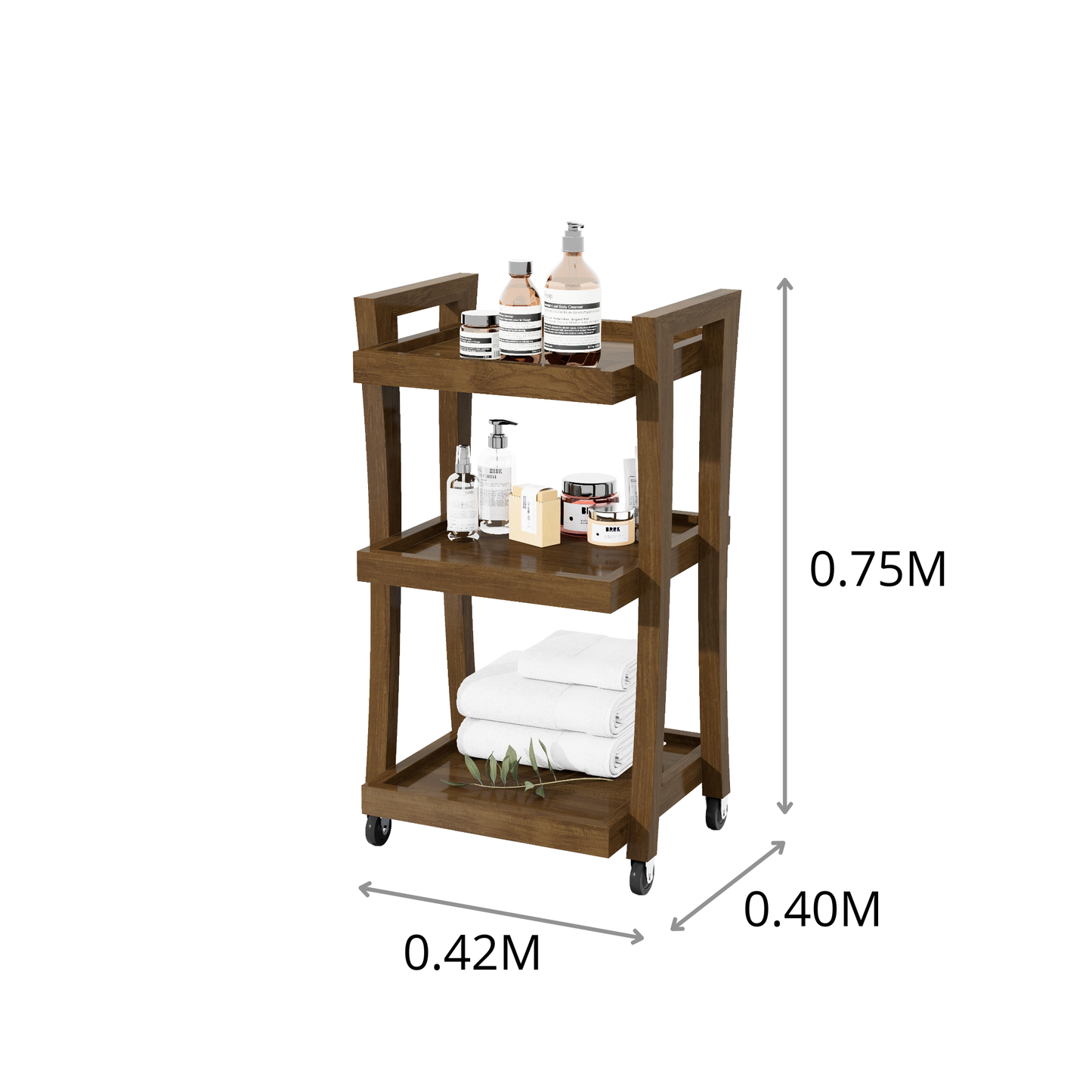 CARRITO AUX TERAPEUTA MINI 3 NIVELES CURVAS 0.42X0.75X0.40M