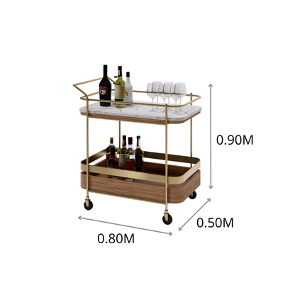 CARRITO AUX DE SERVICIO P VINOS ESQ CURVAS GOLD 0.80X0.90X0.50M