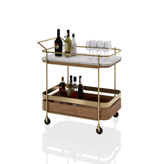 CARRITO AUX DE SERVICIO P VINOS ESQ CURVAS GOLD 0.80X0.90X0.50M
