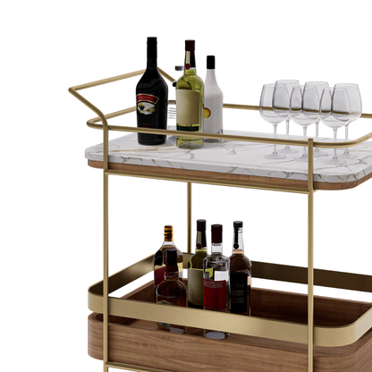 CARRITO AUX DE SERVICIO P VINOS ESQ CURVAS GOLD 0.80X0.90X0.50M
