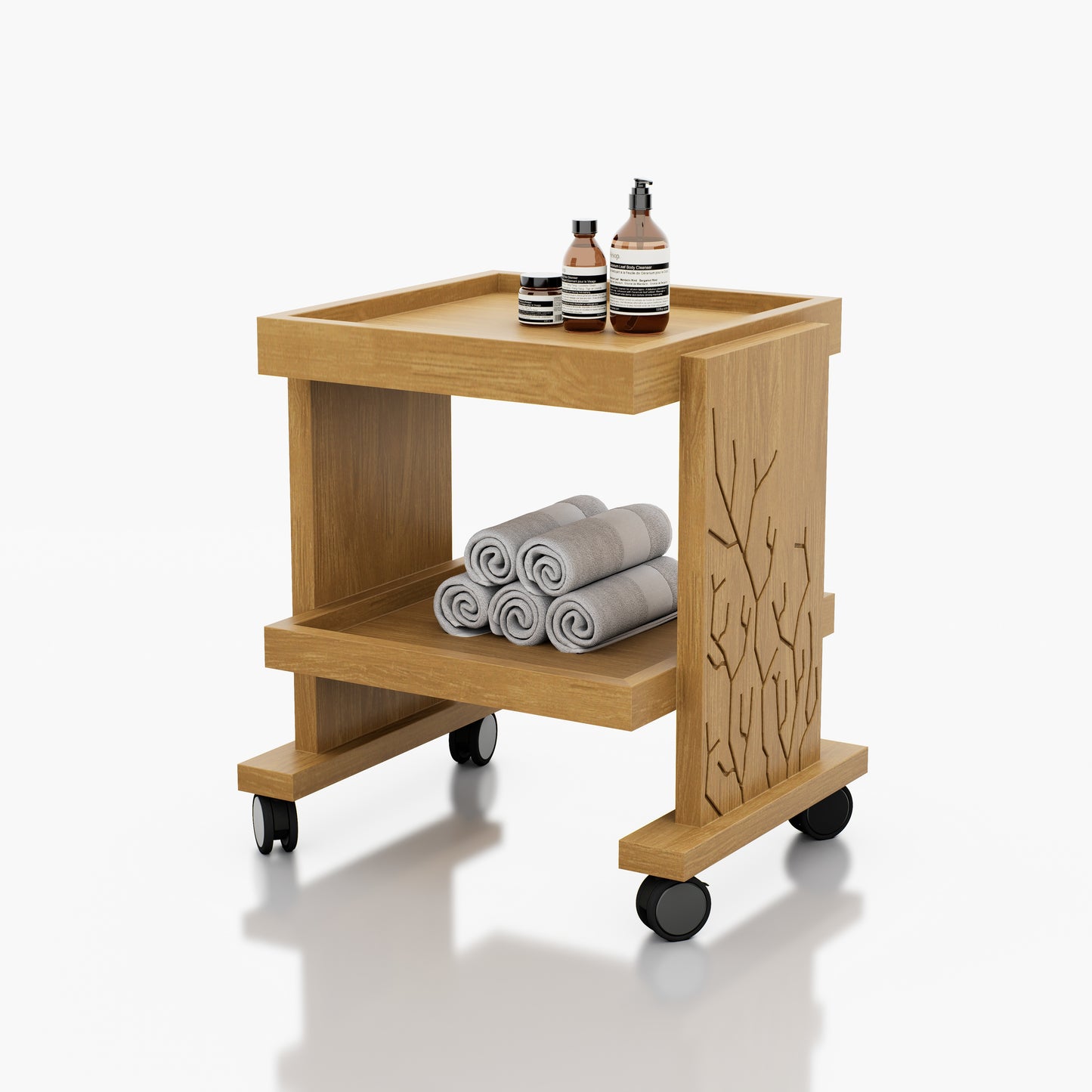 CARRITO AUXILIAR PEDICURE 2 NIVELES CORAL 0.32X0.40X0.34M
