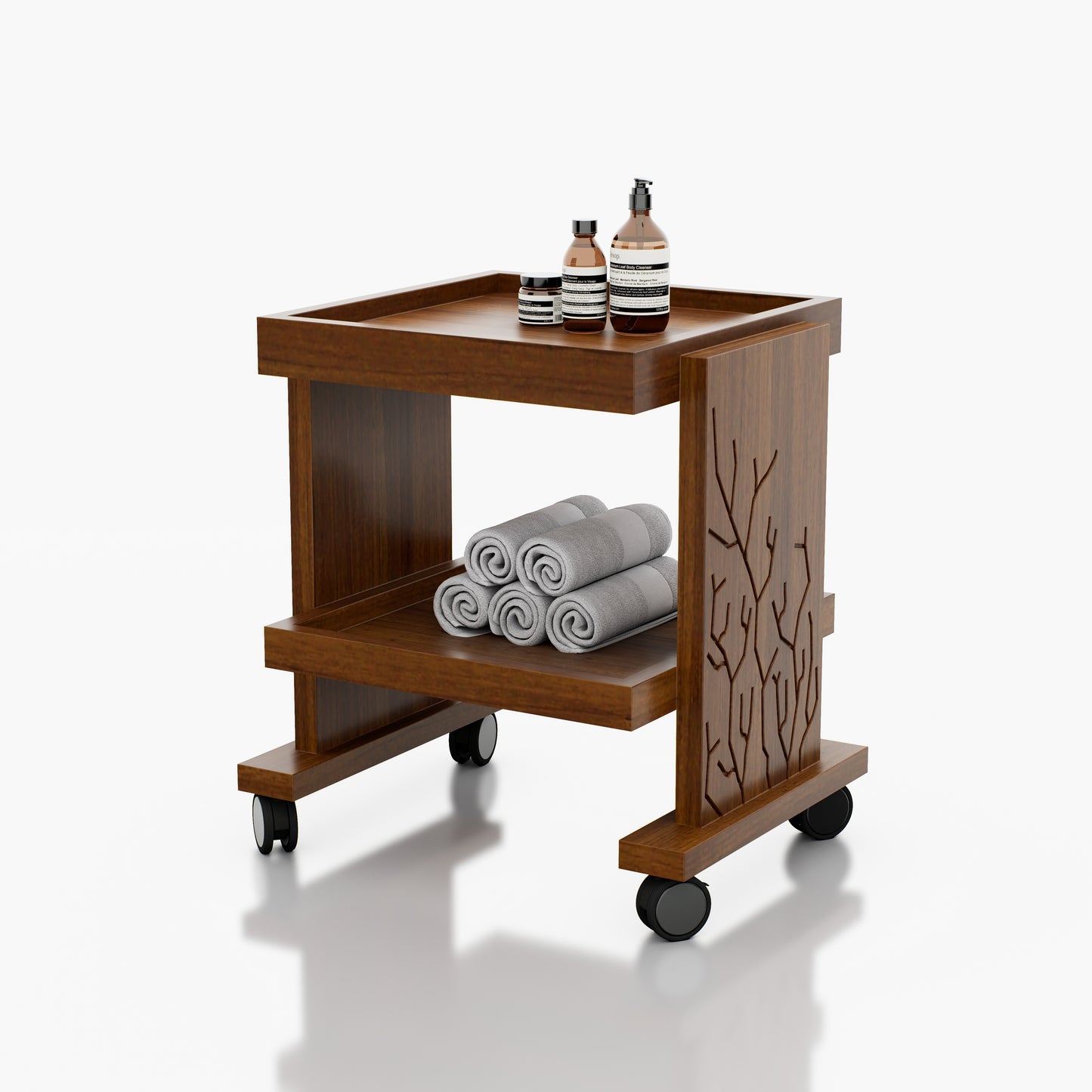 CARRITO AUXILIAR PEDICURE 2 NIVELES CORAL 0.32X0.40X0.34M