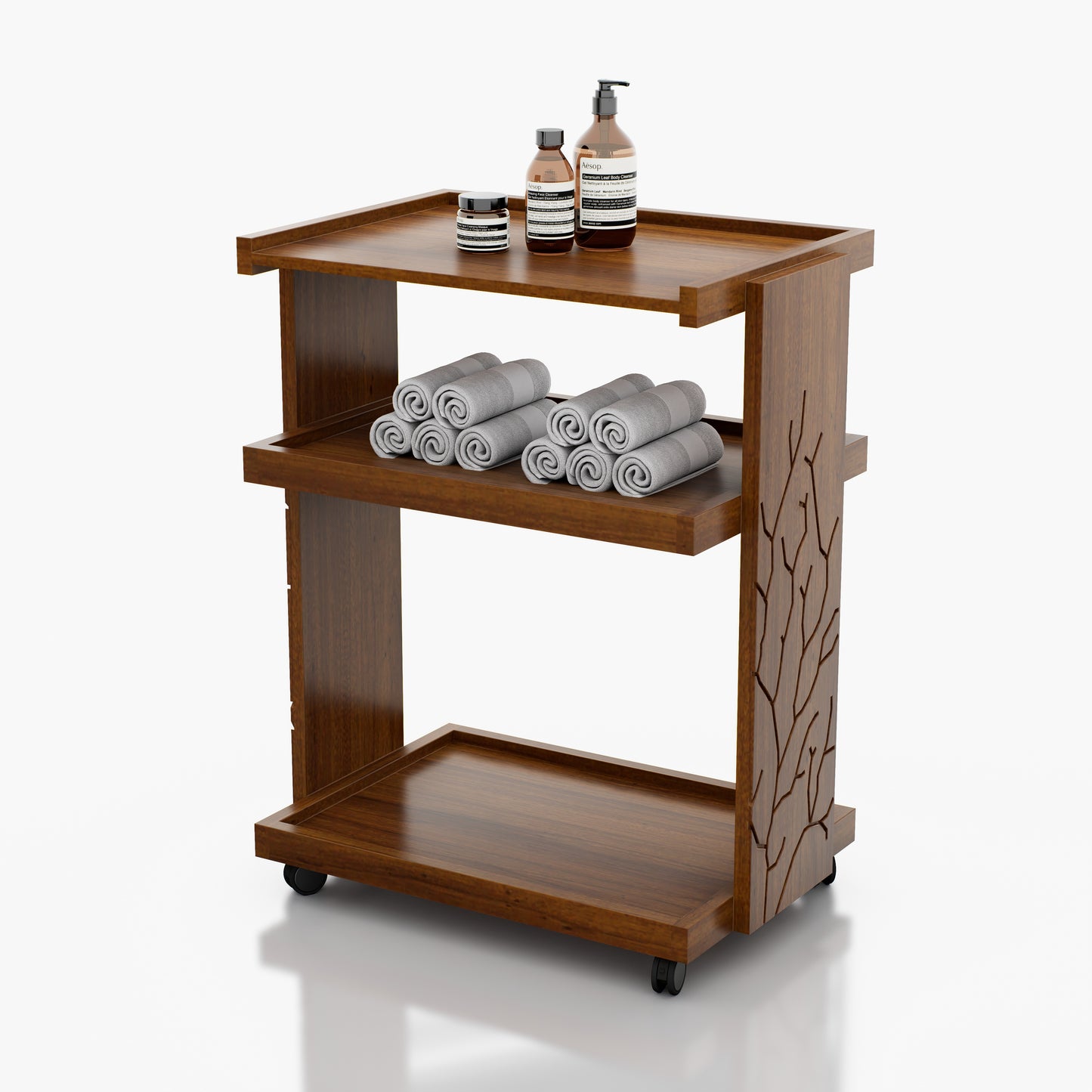 CARRITO AUXILIAR TERAPEUTA 3 NIVELES CORAL 0.60X0.76X0.40M