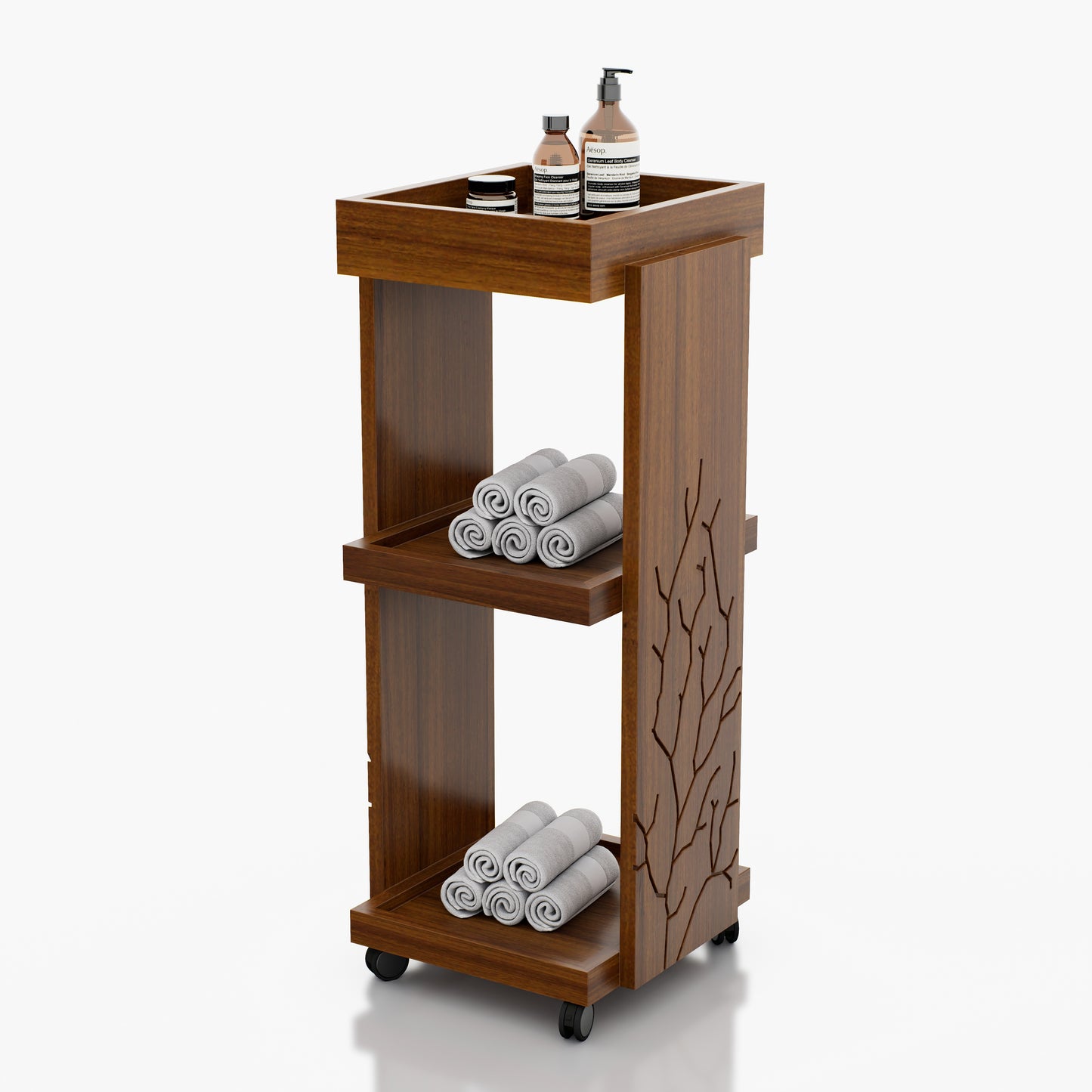 CARRITO AUX PEINADO CORAL 3 NIVELES 0.39X0.90X0.36M