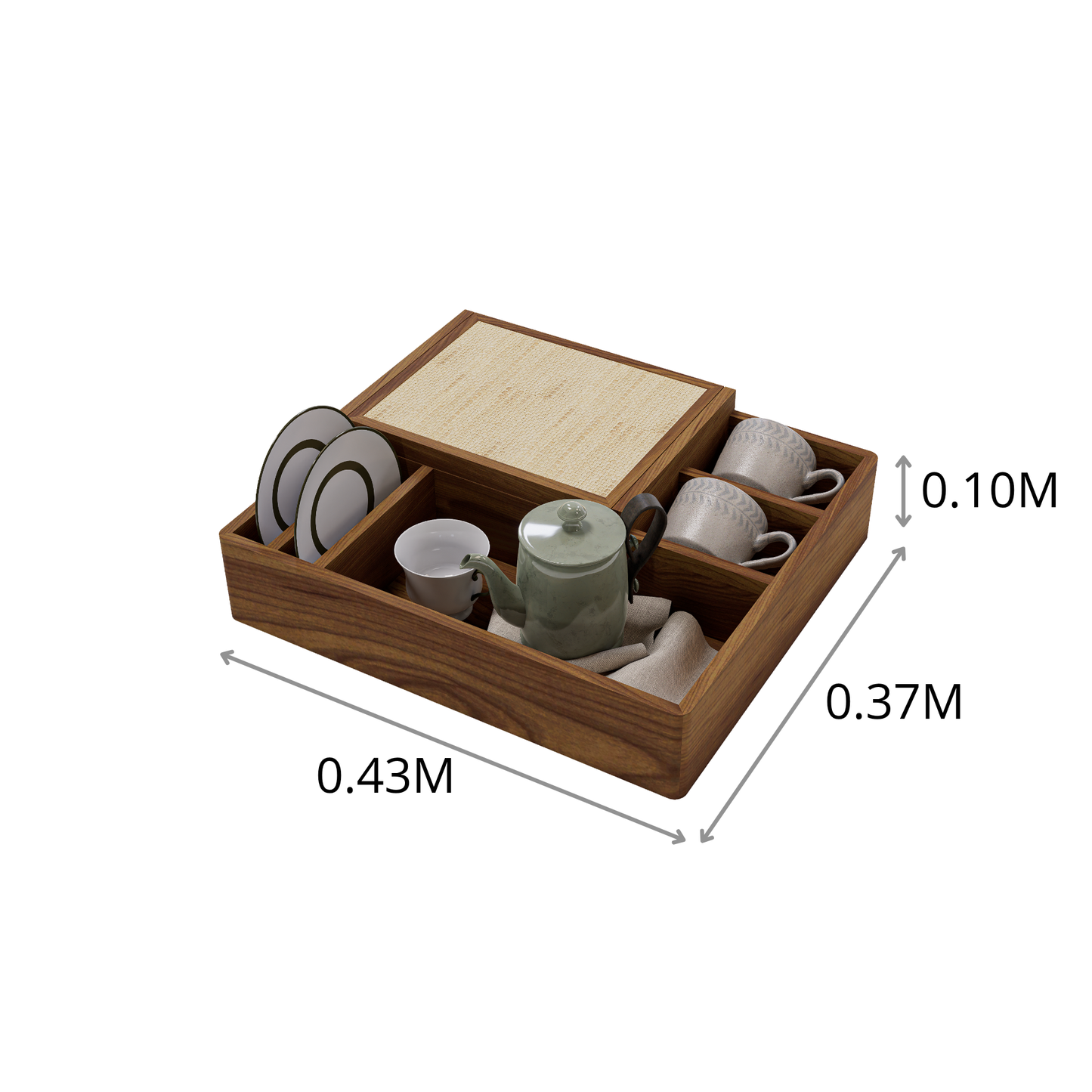 CHAROLA RECTANGULAR PARA TÉ Y CAFÉ FIBRA 0.43x0.10x0.37 M