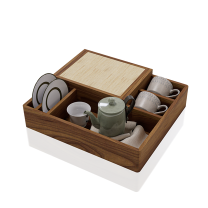 CHAROLA RECTANGULAR PARA TÉ Y CAFÉ FIBRA 0.43x0.10x0.37 M
