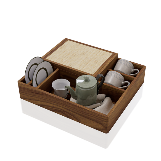 CHAROLA RECTANGULAR PARA TÉ Y CAFÉ FIBRA 0.43x0.10x0.37 M
