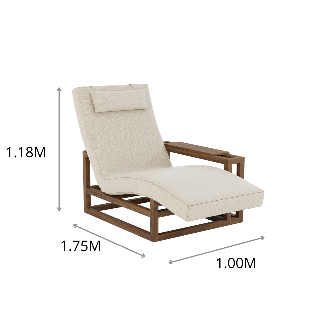 CONJUNTO CHAISE RUSTIK CON 1BRAZO (2PZAS) 1.0x1.18x1.75M