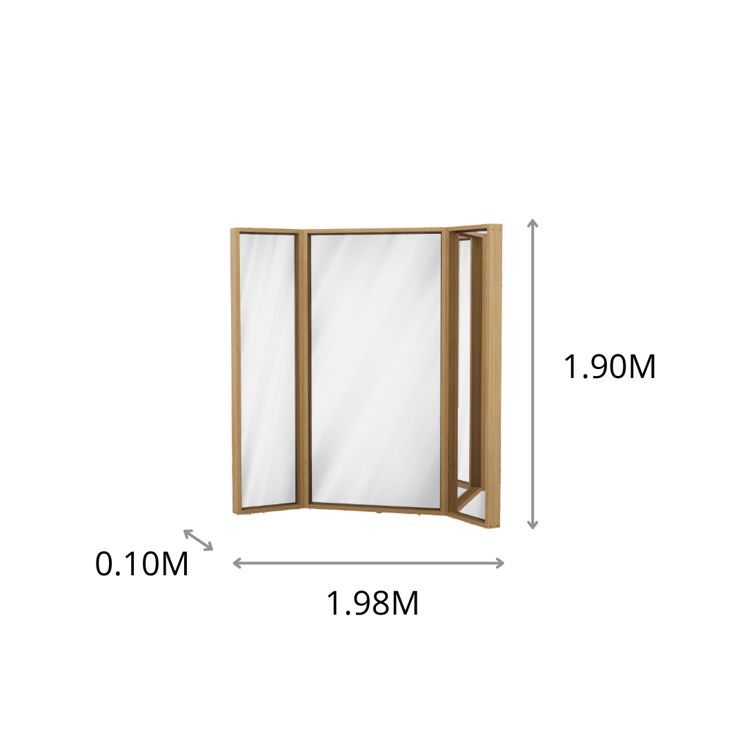 CONJUNTO ESPEJO TRES VISTAS FOLIE (3PZAS) 1.98x1.90x0.10M