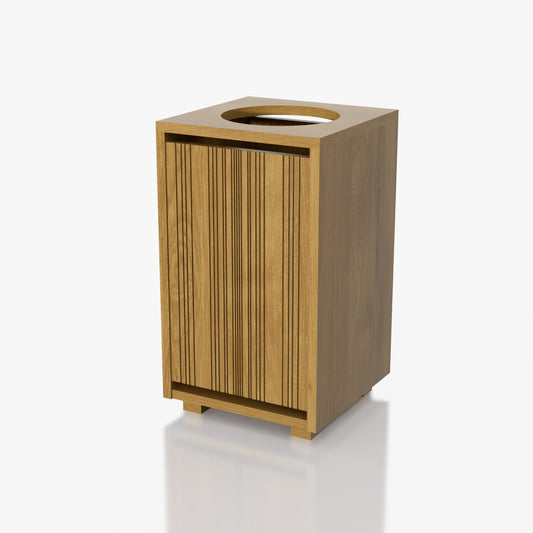 DEPOSITO TOALLAS SUCIAS RAYADO MD CON LLANTAS CURVAS 0.36X0.62X0.36M