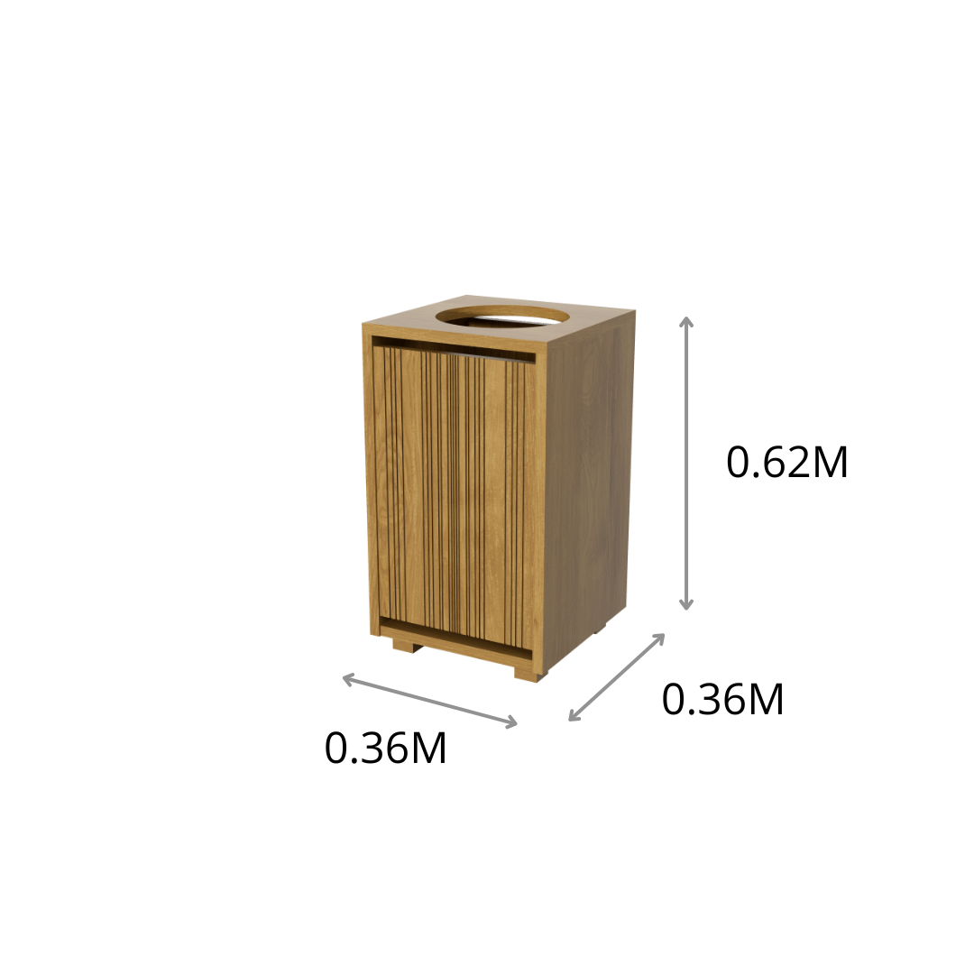 DEPOSITO TOALLAS SUCIAS RAYADO MD CON LLANTAS CURVAS 0.36X0.62X0.36M
