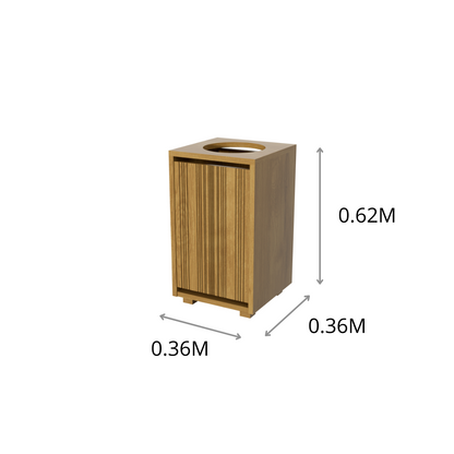 DEPOSITO TOALLAS SUCIAS RAYADO MD CON LLANTAS CURVAS 0.36X0.62X0.36M