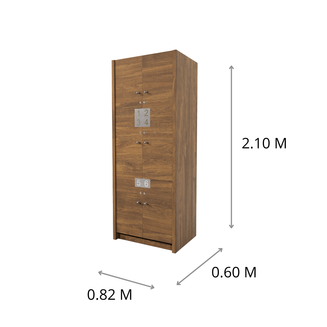 LOCKER VESTIDOR 6 CASILLEROS SPM CON CERRADURAS DE LLAVE 0.82X2.10X0.60M