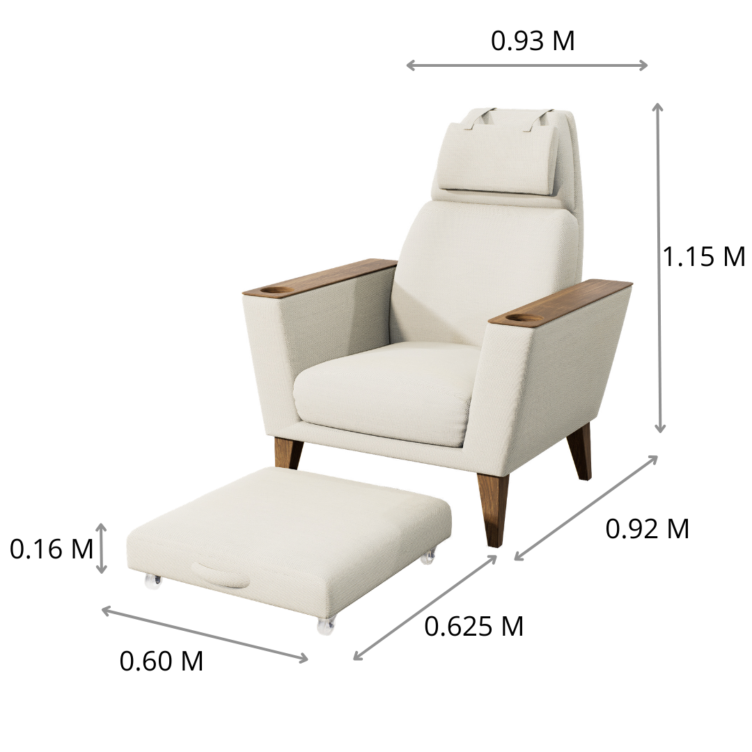 SILLÓN LALY CON TABURETE RUEDITAS 0.93X1.15X0.92M